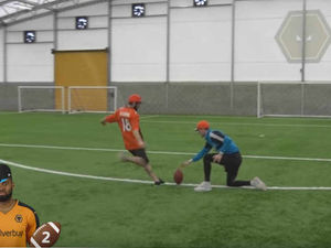 Supporting image for story: WATCH: Wolves stars compete in football of a different kind in Super Bowl challenge