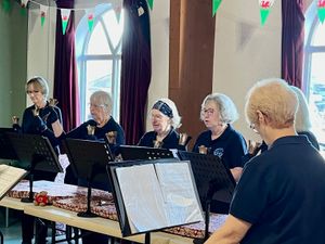 Knighton Handbell Ringers in action at the St David's Day event