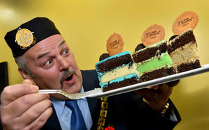 Mayor Ian Brookfield gets a slice of the action