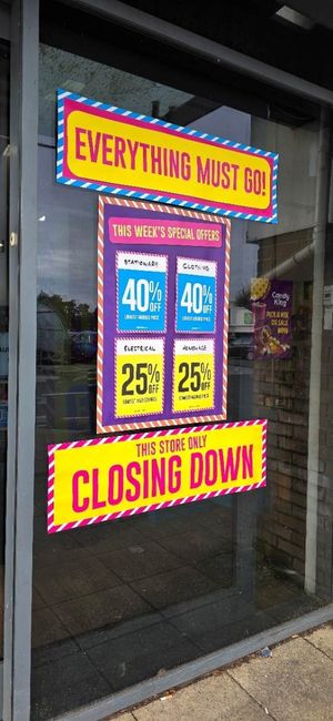 Closing down sign in Poundland window