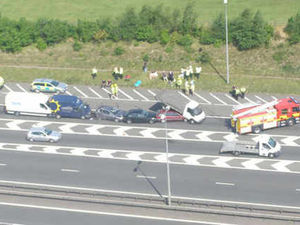 Supporting image for story: Dramatic six-vehicle pile-up on M6