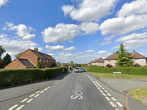 The crash happened in School Road, Telford, yesterday (Monday, March 10). Photo: Google 