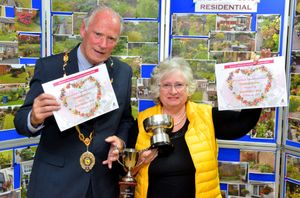 Roger Smith with Elizabeth Barnes, who won Best Patio Display and Best Back Garden