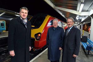 From left, Shrewsbury MP Daniel Kawczynski, Transport Secretary Patrick McLoughlin and North Shropshire MP Owen Paterson