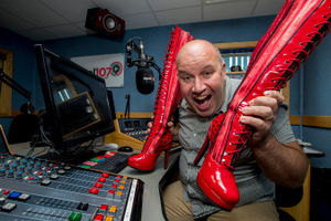 Dicky Dodd and the team at Signal 107 with the famous boots