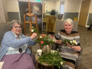 Residents at HC-One’s Priorslee House Care Home flower arranging