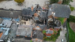 Supporting image for story: Watch: New aerial footage reveals significant fire damage at Shrewsbury pub after 'arson' attack