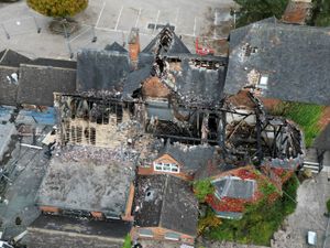 Supporting image for story: Watch: New aerial footage reveals significant fire damage at Shrewsbury pub after 'arson' attack