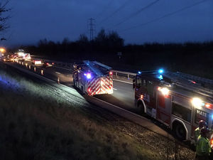 Supporting image for story: A5 at Shrewsbury closed by car fire 