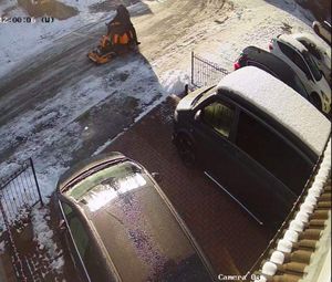 Two people were seen riding the mower in Dudley