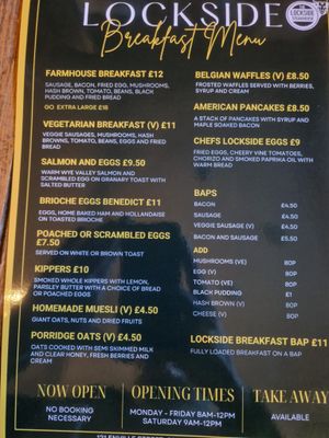 The breakfast menu at the Lockside Steakhouse