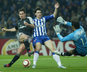 Nuno in goal as his Porto side faced Chelsea in the Champions League.