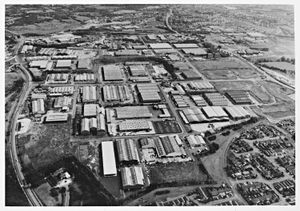 An aerial view of the LCP Property Limited development in Brierley Hill, November 1985.