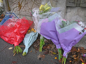 Supporting image for story: 'Sleep tight my angel': Floral tributes adorn site of crash which killed two pensioners