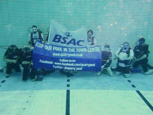 Supporting image for story: 'No one at the end of life should worry about getting the compassion and dignity they deserve' - Your Letters and a sub aqua club’s deep-end protest for the Quarry Pool in a picture from our archive