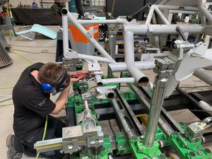 The ZF transaxle being stripped. A number of bearings show appreciable wear requiring replacement despite the car only having covered a few thousand miles