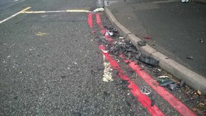 Debris from the collision