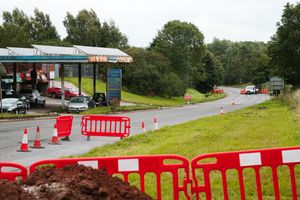 The A41 roadworks at Standford Bridge, northwest of Newport