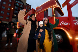 The rain didn't stop sisters Garima Gill and Navjot Gill, with baby Rehmat, visiting the event