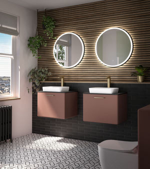 Twin washbasin units in African Rose from Utopia's Chic collection