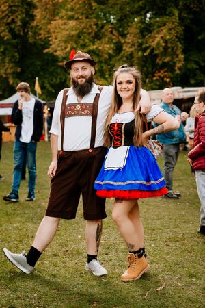 Adam and Katie Roberts from Wem enjoyed the entertainment in the Quarry