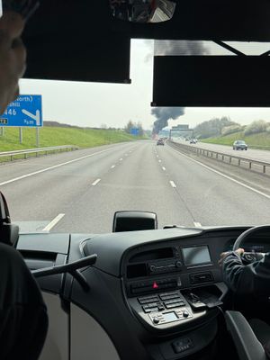 The coach on fire on the M6 Toll