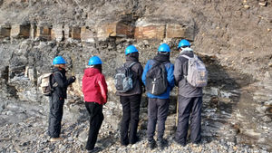 Telford College geology students on their visit to the Jurassic Coast, with tutors Ffion Butler and James Glew.