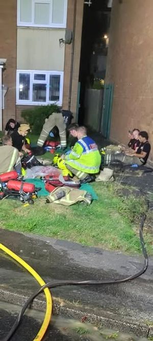 Fire crews at the scene of the early morning blaze in Coseley