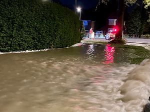 Supporting image for story: Watch as homes without water and roads closed after water main bursts in Walsall