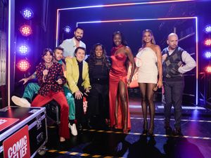 Comic Relief presenters Joel Dommett, Davina McCall, Rylan Clark, Jonathan Ross, AJ Odudu, Alesha Dixon and Tom Allen