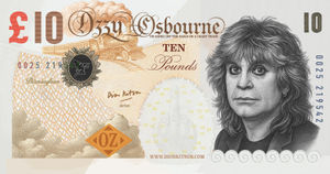 Ozzy Osbourne on Dion Kitson's ten pound note design