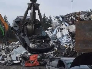 Supporting image for story: Watch: Street racer's Honda Civic sent to the metal shredder