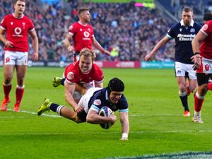 Scotland wing Darcy Graham scores a try