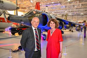 The major investment by BAE Systems will go towards the museum's redevelopment project. Pictured: Director of Defence Capability at BAE Systems Sir Stuart Atha with Maggie Appleton, RAF Museum CEO. Picture: RAF Museum. 