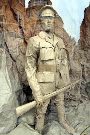 One of the soldiers made entirely of paper