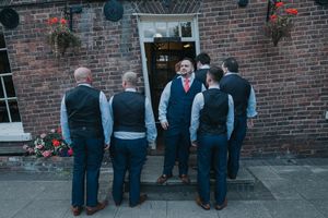 Adam, centre, with his groomsmen
