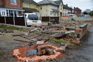 The car crashed through driveways in the smash