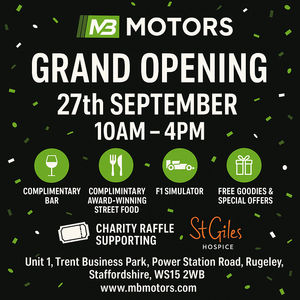 MB MOTORS’ brand-new 10-bay workshop at Trent Business Park, Rugeley – officially opening to the public on Saturday 27 September with a community launch event