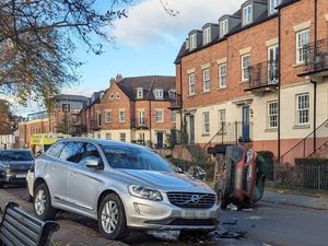 Supporting image for story: Woman taken to hospital after car ends up on side in Shrewsbury town centre crash