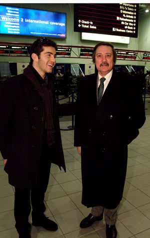 Baggies star Enzo Maresca pictured at Birmingham Airport this morning with WBA chairman Paul Thompson before flying out to Milan.