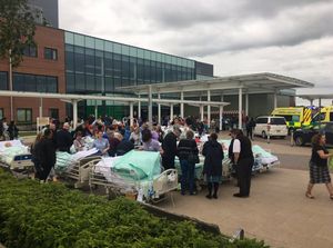 The scene outside the hospital. Picture: @paul_brad1