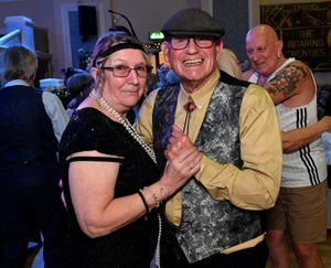 Visitors to the Let's Dance Again event at Wednesbury Town Hall dress as Peaky Blinders to celebrate the new film. Pictured are Sheila Gill and Stan Cooper.