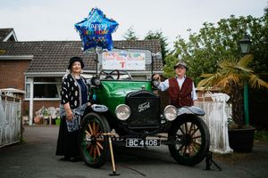 Shirley and Bob Stevenson with their 100-year-old a Model T Ford  