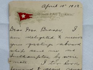 A letter card written by one of the most well-known survivors of the Titanic disaster