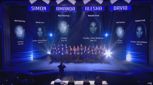 The Missing People's Choir performing in front of an image of Natalie Putt