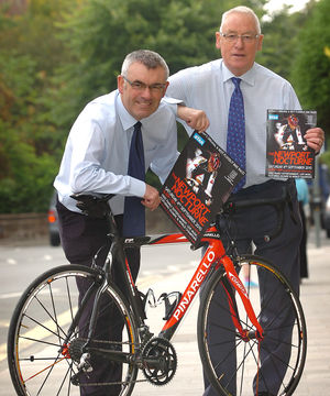 Mick, right, with his son Nick promoting the Newport Nocturne in 2010