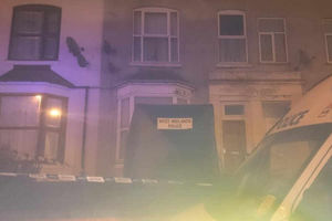 The tent outside a home in West Bromwich