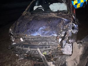 Supporting image for story: Car hits hedge and farm building near Oswestry - police issue warning on driving safely