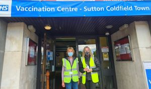 Volunteers outside the Town Hall