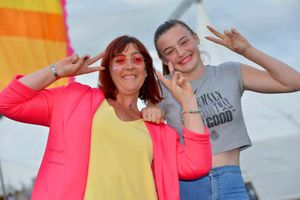 Sarah and Aimee Hopkins sing along